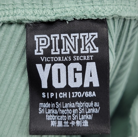 PINK Victoria's Secret Green Rib Knit Yoga Leggings Size S - Picture 6 of 9